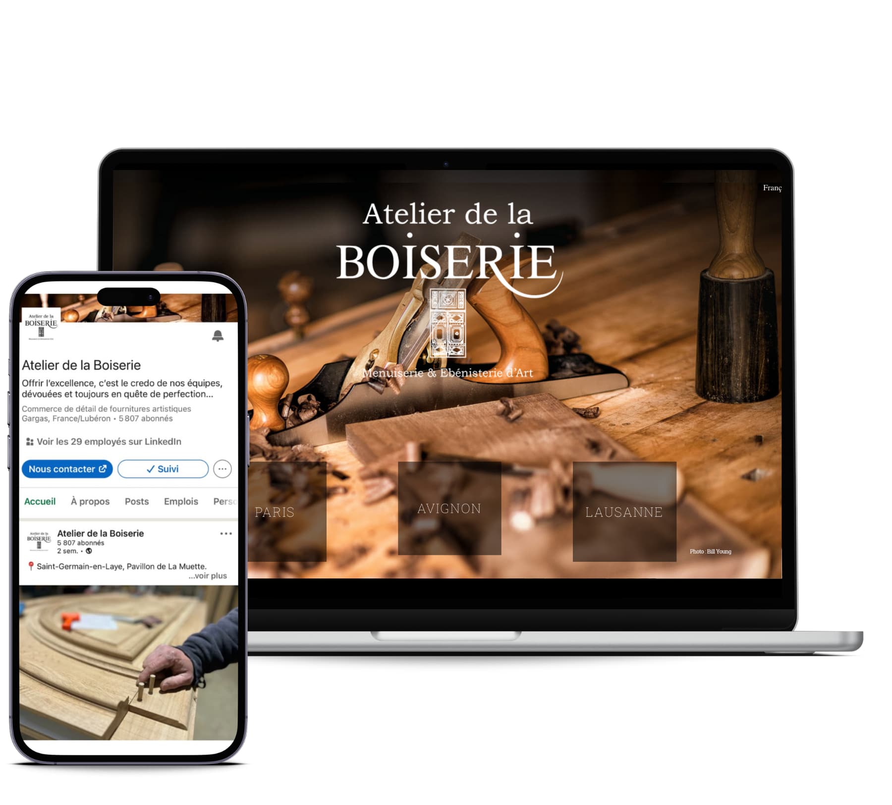 Atelier de la Boiserie, boiserie, ébénistes, agence de communication Lyon, Lyon, agence de community manager, digital mathlo